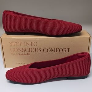 Vivaia Flats Margot 2.0 Square Toe Ruby Red 40 New